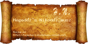 Hegedűs Nikodémusz névjegykártya